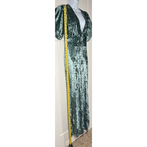 Free People Night Fever Jumpsuit Crushed Velvet Teal Size Small NWT - Picture 8 of 15